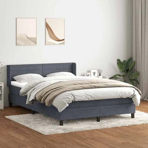 vidaXL Box spring postelja z vzmetnico temno siva 160x220 cm žamet