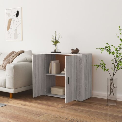  Komoda sivog hrasta sonome 80x33x70 cm od konstruiranog drva Slike