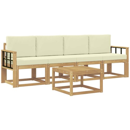 vidaXL Zunanja garnitura za sedenje z blazino 5 pcs Bela in krem, (5000281026) Cene