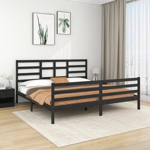 The Living Store Posteljni okvir črn iz trdnega lesa 200x200 cm - Posteljni Okvir, (21525271) Slike