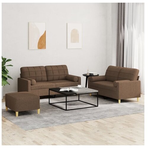 vidaXL 3-dijelni set sofa s jastucima smeđi od tkanine Cijene