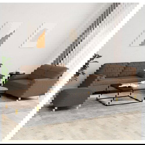 VidaXL 3-dijelni set sofa s jastucima smeđi od tkanine Slike