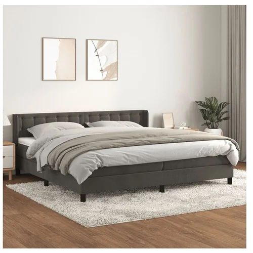  Box spring postelja z vzmetnico temno siva 200x200 cm žamet