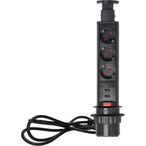 Orno Produžni kabel sa 3 x Schuko utičnice + 2 x USB, ugradbena - OR-AE-1349(GS)/B Slike