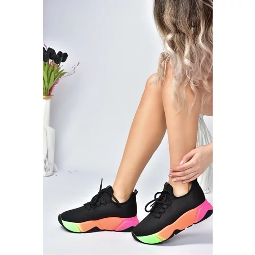 Fox Shoes Black/multi-fabric Thick Soled Women's Sneakers Sports Shoes