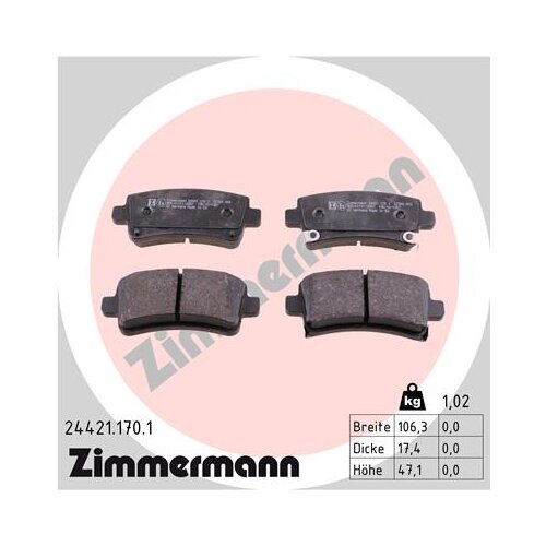 ZIMMERMANN zavorne ploščice zadnje opel 24421.170.1 Cene