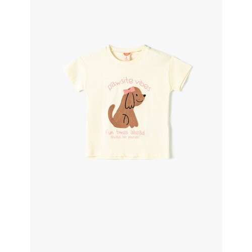 Koton T-Shirt Short Sleeve Dog Appliqué Cotton Slike