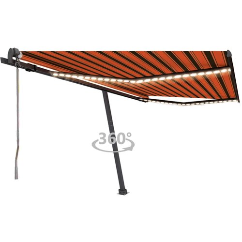 vidaXL Automatska tenda sa senzorom LED 450x350 cm narančasto-smeđa Cijene