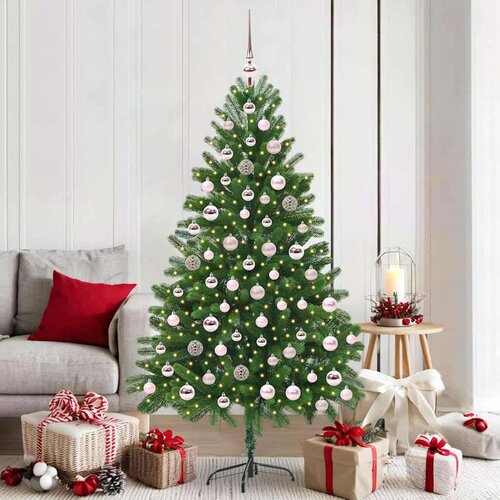 vidaXL Božično drevo med 300 LED z stojalom Zelena 180 cm PE Cene