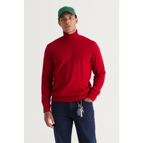 ALTINYILDIZ CLASSICS Men's Red Standard Fit Normal Cut Anti-Pilling Full Turtleneck Knitwear Sweater. Cene