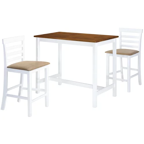  3-dijelni barski set stola i stolica od masivnog drva smeđe-bijeli