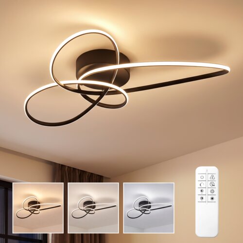 Nettlife sodobna črna LED stropna svetilka 30 W, 3000&amp;ndash;6000 K, zatemnilna, z daljinskim upravljalnikom za kuhinjo ali spalnico, (5000491408) Slike