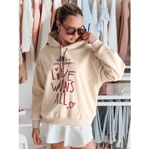 DStreet Bluza damska oversize z kapturem LOVEWILL beżowa Slike