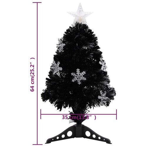 vidaXL Novoletna jelka z LED snežinkami črna 64 cm optična vlakna Cene