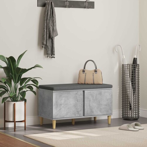  Klupa za hodnik s jastukom Betonsko Siva 80 x 38 x 46 cm Slike