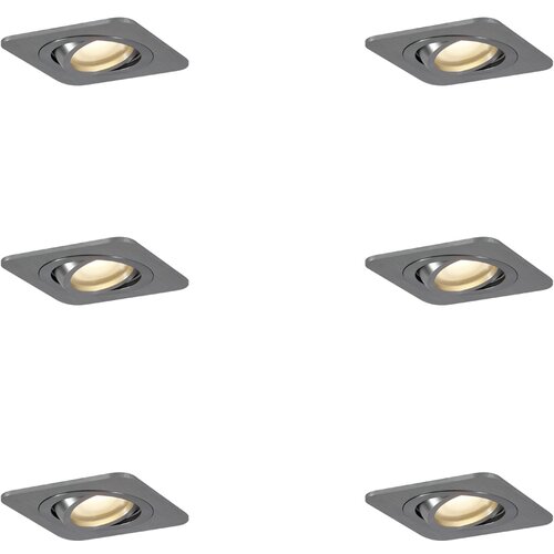 QAZQA Komplet 6 okroglih vgradnih reflektorjev Gunmetal GU10 50mm nastavljiv IP44 - Alberto Cene