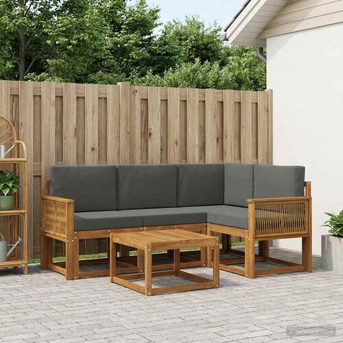  Set vanjskih sofa 5 kom. Prirodna i antracit Poliester Slike