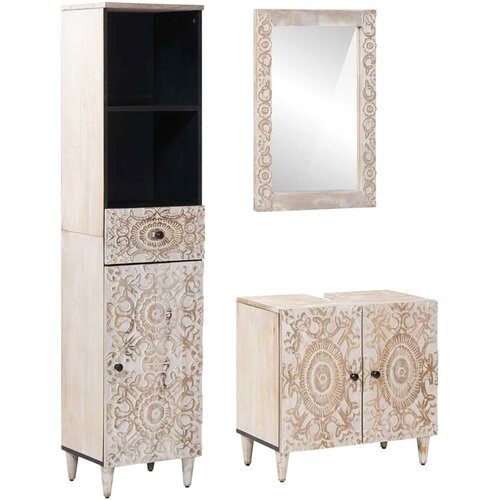  Set namje&amp;scaron;taja za kupaonicu 3 pcs Bijelo Čvrsto drvo manga Slike