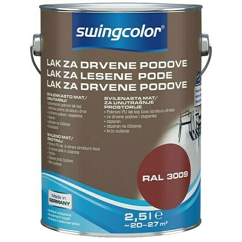 SWINGCOLOR Lak za drveni pod (Crvene boje, 2,5 l, Svilenkasti mat, Na bazi otapala) Cijene