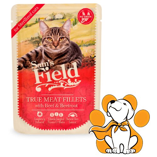 Sam's Field Cat Adult Beef & Beetroot 85g, Vlažna Hrana Za Sterilisane Mačke Slike