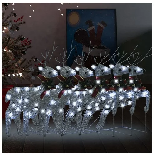  Božični severni jeleni 6 kosi srebrni 120 LED akril