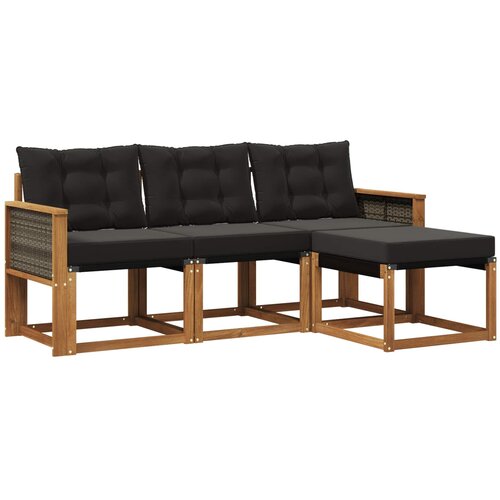 vidaXL Zunanja garnitura za sedenje z blazino 4 pcs Naravna in črna, (5000282248) Cene