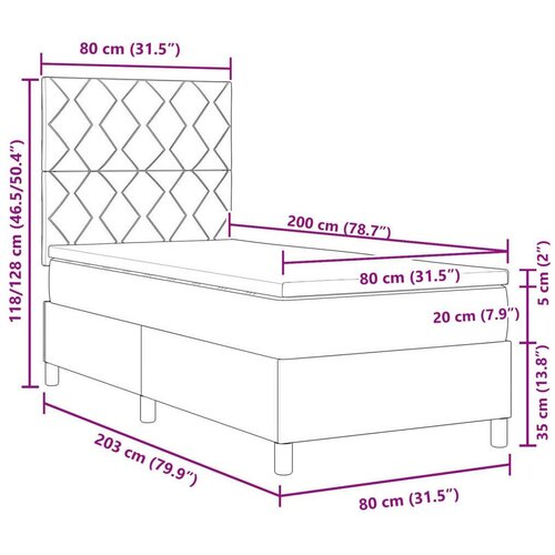 VidaXL Box Spring Krevet s Madracem Tamno Zelena 80x200 cm Bar&amp;scaron;un Slike