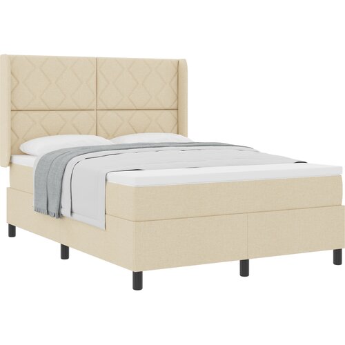 vidaXL Box spring krevet s jastukom Krema 200 x 160 cm tkanina - Krema 160 x 200 cm Dizajn s rombovima Cene