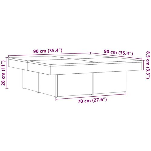 VidaXL Stol za kavu staro drvo 90 x 90 x 28 cm od konstruiranog drva Slike