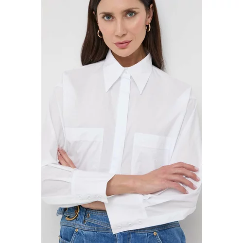 Pinko Pamučna košulja za žene, boja: bijela, relaxed, s klasičnim ovratnikom