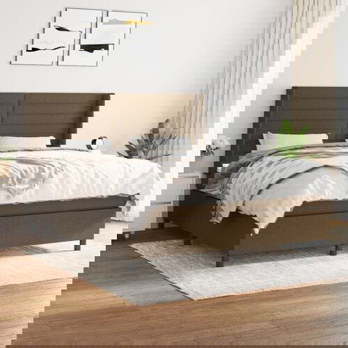  The Living Store Box spring postelja z vzmetnico temno rjava 160x200 cm blago - Box Spring Postelja, (21518964) Slike