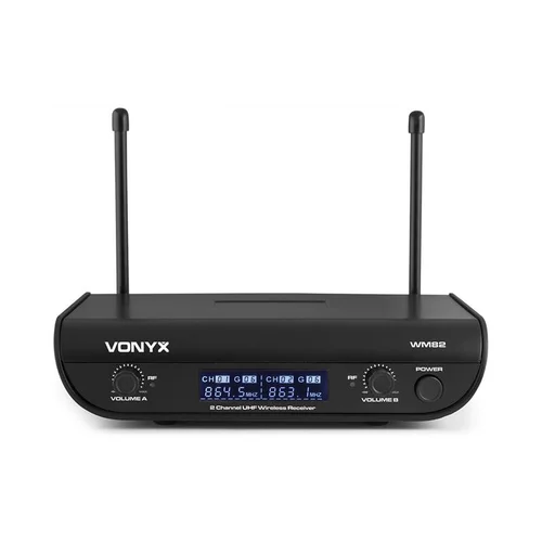 Vonyx WM82C, 2-kanalni sistem UHF brezžičnih mikrofonov, 1 x headset + 1x ročni mikrofon, doseg 50m, kovček