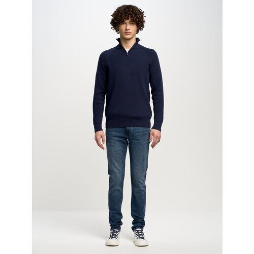 Big Star Man's Sweater 161002 Blue Wool-403 Cene