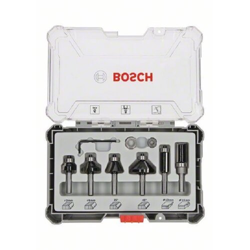 Bosch komplet glodala, 6 komada, trim&edging držač od 8 mm 6-piece trim i edging router bit set Slike
