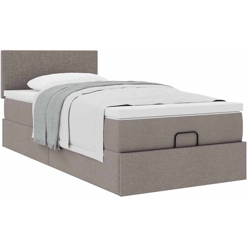 VidaXL Otomanski posteljni okvir z vzmetnico taupe 100x200 cm blago Slike