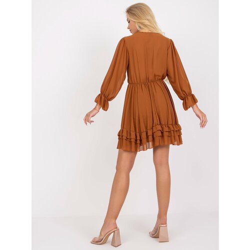 Fashion Hunters Brown short dress with a frill and long sleeves from Winona OCH BELLA Slike