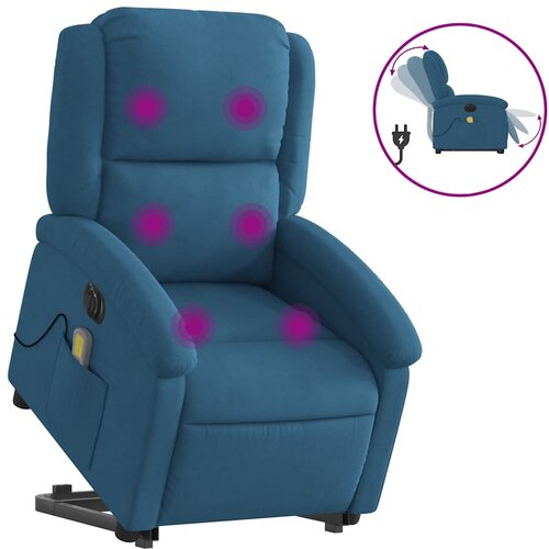 Maison Chic Električni masažni naslanjač - Relax naslanjač s funkcijo vstajanja moder žamet, (22042534) Cene