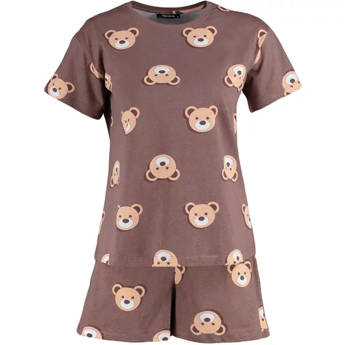 Trendyol Pajama Set - Brown - Graphic