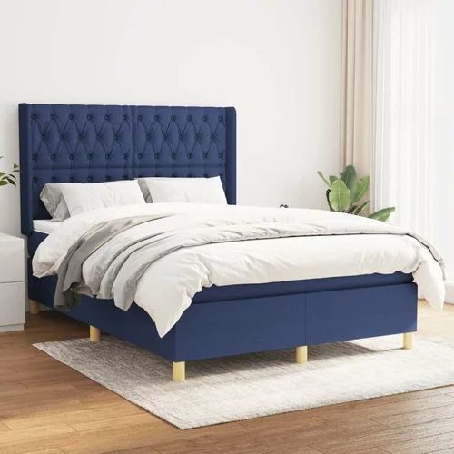  Box spring postelja z vzmetnico modra 140x200 cm blago, (20895277)