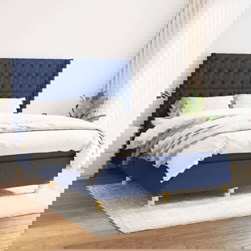  Krevet s oprugama i madracem plavi 140x200 cm od tkanine Slike