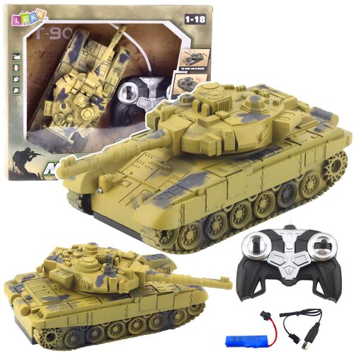  T90 Military Tank Remote Controlled RC Lights Sounds Sand 1:18 Cene