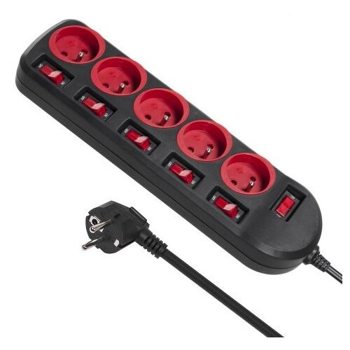 Maclean MCE204 power extension 1.5 m 5 AC outlet(s) Indoor Black, Red Cijene
