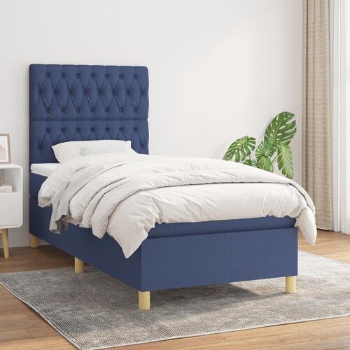 The Living Store Box spring postelja z vzmetnico modra 100x200 cm blago - Box Spring Postelja, (21513661) Slike