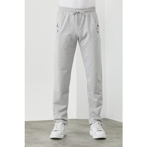 Dewberry 15740 Zipper Pocket Embroidery Detailed Sweatpants-GREY Slike