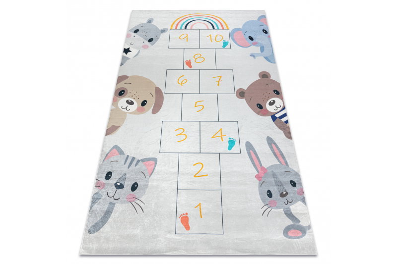 RugsX BAMBINO 43092 pralna preproga Živali, mavrica za otroke protizdrsna - siva / rumena 160x220 cm, (5000175234) Cene