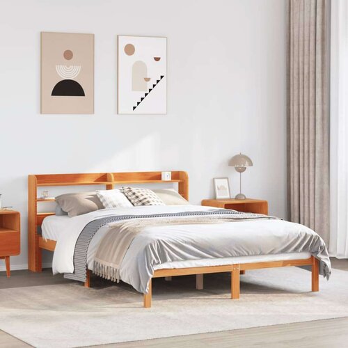 vidaXL Okvir kreveta s uzglavljem vo&scaron;tano smeđi 120x200 cm od borovine Cijene