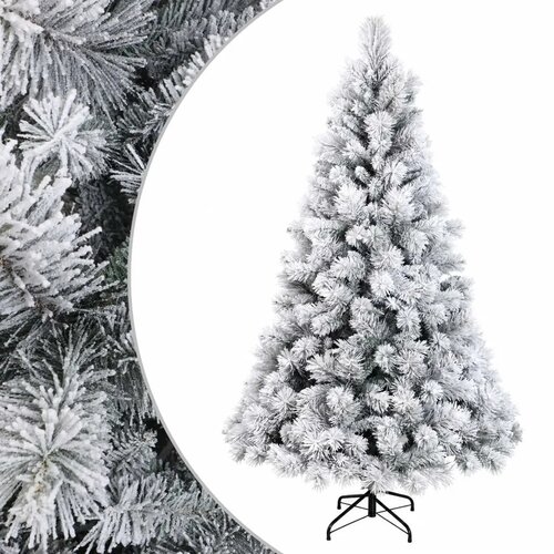  Umjetno božićno drvce s nogom 240 cm PVC i metal - Zelena i bijela 240 cm bez LED svjetala Slike