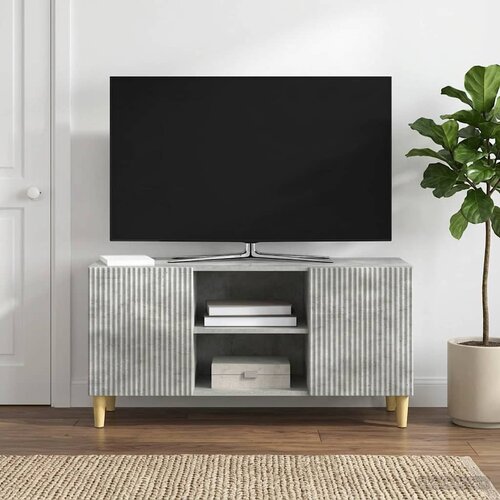 TV ormar 102 x 34,5 x 50 cm Betonska siva Konstruirano drvo Slike