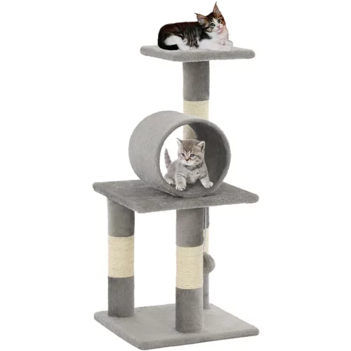 vidaXL Penjalica za mačke sa stupovima za grebanje od sisala 65 cm siva