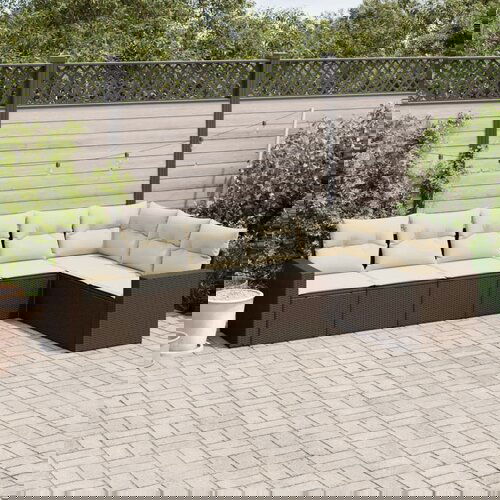 VidaXL 7-dijelni set vrtnih sofa od poliratana s jastucima smeđi Slike